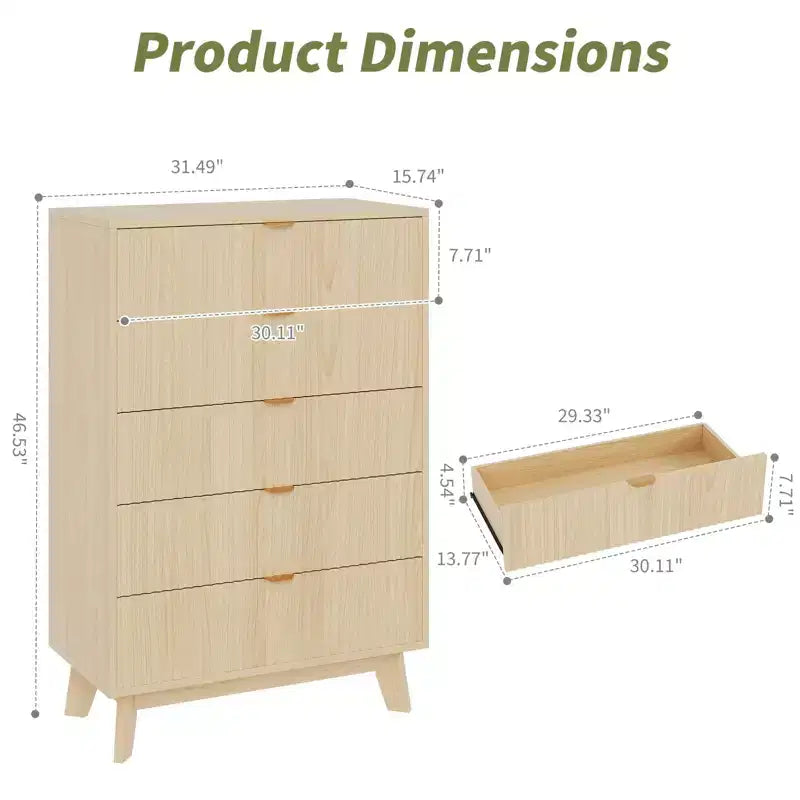 Commode moderne, meuble de rangement en bois pour chambre, salon, couloir, chêne naturel