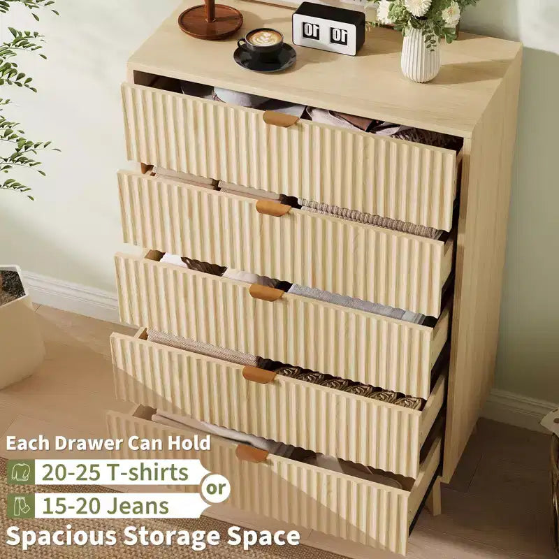 Commode moderne, meuble de rangement en bois pour chambre, salon, couloir, chêne naturel