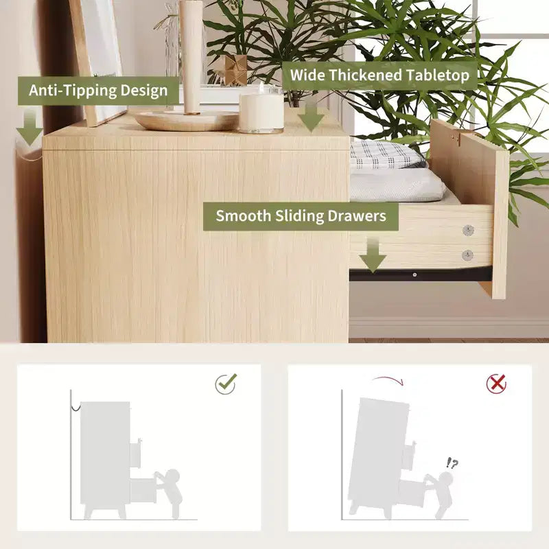 Commode moderne, meuble de rangement en bois pour chambre, salon, couloir, chêne naturel