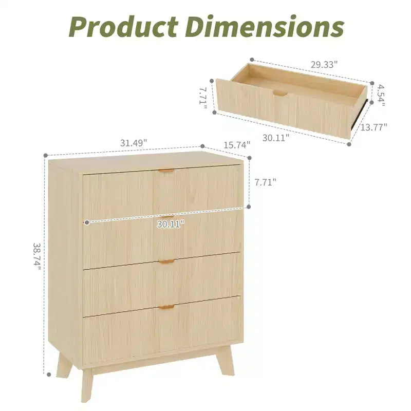 Commode moderne, meuble de rangement en bois pour chambre, salon, couloir, chêne naturel
