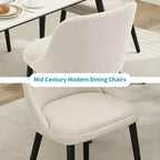 Lot de 2 chaises de salle à manger capitonnées, chaises d'appoint en tissu de lin avec pieds en bois, chaises de cuisine modernes pour salle à manger, salon, café