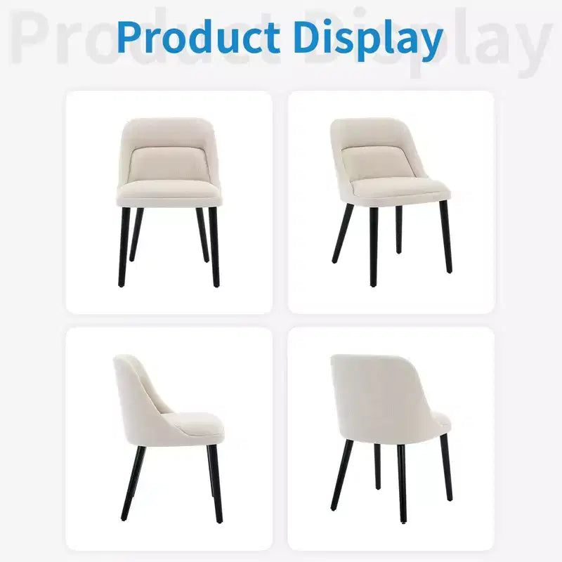 Lot de 2 chaises de salle à manger capitonnées, chaises d'appoint en tissu de lin avec pieds en bois, chaises de cuisine modernes pour salle à manger, salon, café