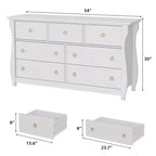 Commode à 6/7 tiroirs - Commode haute de style bohème avec pieds incurvés, accents en rotin et rangement autoportant pour salon, chambre à coucher, entrée