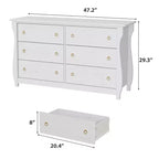 Commode à 6/7 tiroirs - Commode haute de style bohème avec pieds incurvés, accents en rotin et rangement autoportant pour salon, chambre à coucher, entrée
