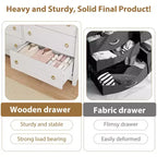 Commode à 6/7 tiroirs - Commode haute de style bohème avec pieds incurvés, accents en rotin et rangement autoportant pour salon, chambre à coucher, entrée