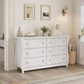 6/7-Drawer Dresser - Tall Boho Dresser with Curved Legs, Rattan Accents, and Freestanding Storage for Living Room, Bedroom, Entryway