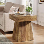 Petite table d'appoint, table d'appoint carrée rustique avec base large, table de chevet de style ferme, à côté du fauteuil