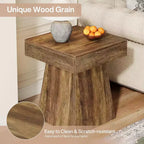 Petite table d'appoint, table d'appoint carrée rustique avec base large, table de chevet de style ferme, à côté du fauteuil
