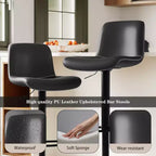 Lot de 2 tabourets de bar réglables, tabourets de comptoir pivotants modernes en cuir PU avec dossier, pour îlot de cuisine, bar à petit-déjeuner ou pub à domicile