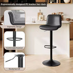 Lot de 2 tabourets de bar réglables, tabourets de comptoir pivotants modernes en cuir PU avec dossier, pour îlot de cuisine, bar à petit-déjeuner ou pub à domicile