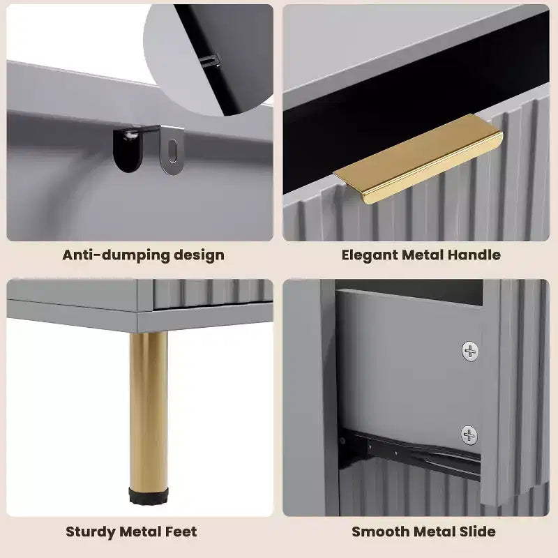 Commode à 6 tiroirs cannelés pour chambre à coucher, commode moderne de 120 cm de large avec tiroirs profonds, grande commode double, meuble TV, organisateur en bois