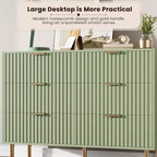 Commode à 6 tiroirs cannelés pour chambre à coucher, commode moderne de 120 cm de large avec tiroirs profonds, grande commode double, meuble TV, organisateur en bois