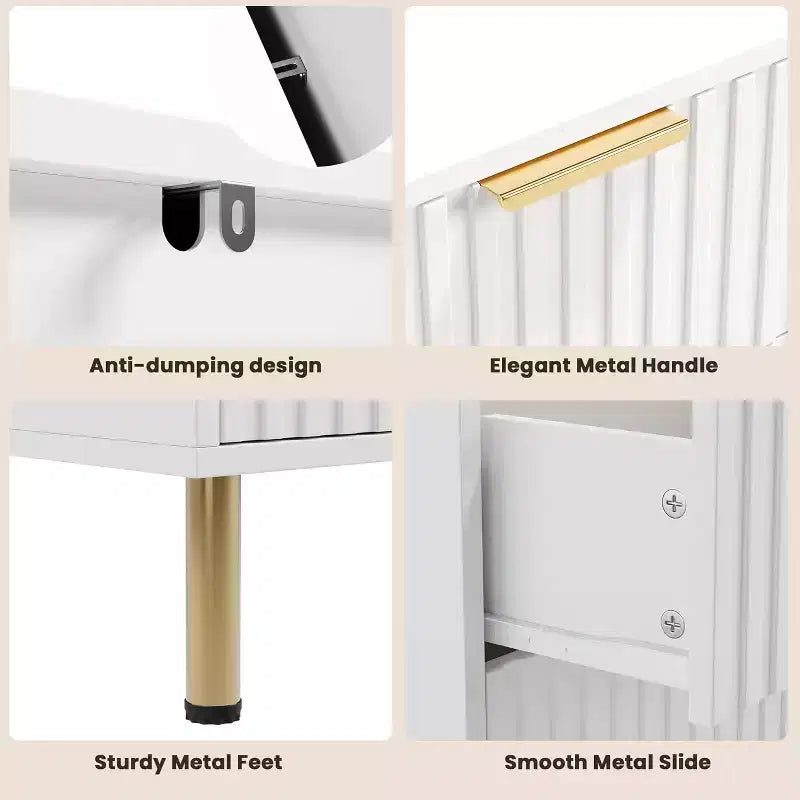 Commode à 6 tiroirs cannelés pour chambre à coucher, commode moderne de 120 cm de large avec tiroirs profonds, grande commode double, meuble TV, organisateur en bois