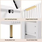 Commode à 6 tiroirs cannelés pour chambre à coucher, commode moderne de 120 cm de large avec tiroirs profonds, grande commode double, meuble TV, organisateur en bois