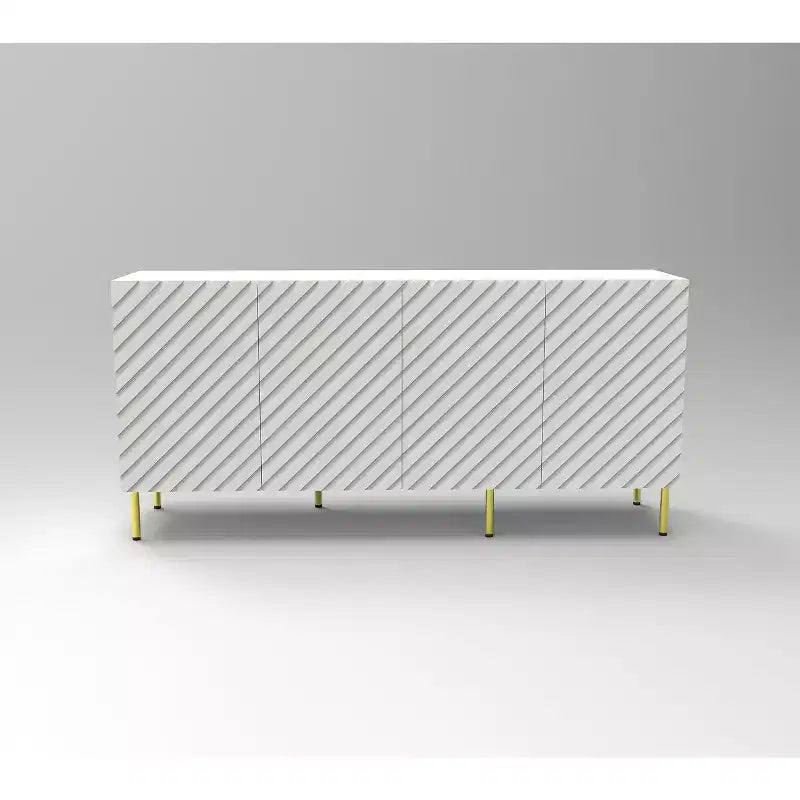 Buffet vaisselier, meuble d'appoint avec 4 étagères, rangement, entrée résistante pour salle à manger, salon blanc