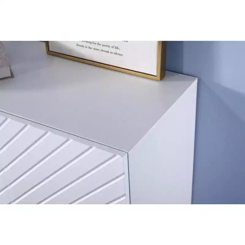 Buffet vaisselier, meuble d'appoint avec 4 étagères, rangement, entrée résistante pour salle à manger, salon blanc