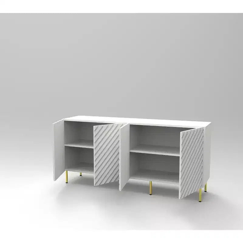 Buffet vaisselier, meuble d'appoint avec 4 étagères, rangement, entrée résistante pour salle à manger, salon blanc