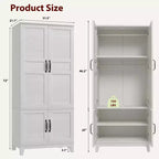 Armoire penderie avec 4 portes, armoire en bois de 72 po, armoire autonome haute pour vêtements avec étagères réglables