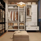 Armoire penderie avec 4 portes, armoire en bois de 72 po, armoire autonome haute pour vêtements avec étagères réglables