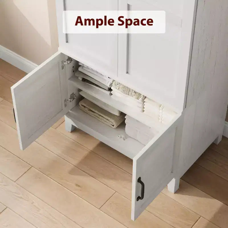 Armoire penderie avec 4 portes, armoire en bois de 72 po, armoire autonome haute pour vêtements avec étagères réglables