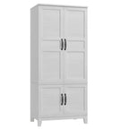 Armoire penderie avec 4 portes, armoire en bois de 72 po, armoire autonome haute pour vêtements avec étagères réglables