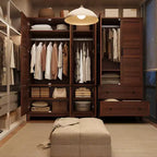 Armoire penderie avec 4 portes, armoire en bois de 72 po, armoire autonome haute pour vêtements avec étagères réglables