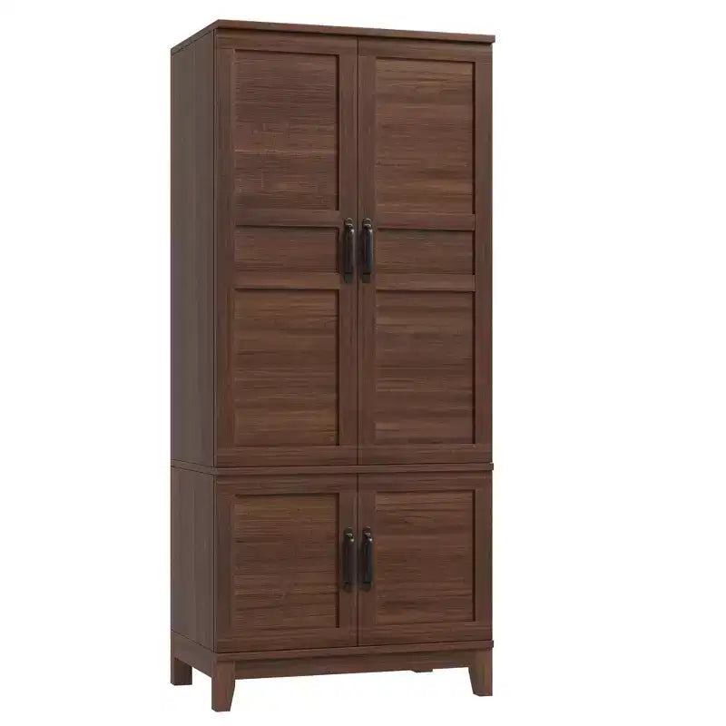 Armoire penderie avec 4 portes, armoire en bois de 72 po, armoire autonome haute pour vêtements avec étagères réglables