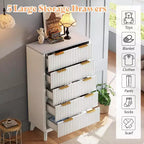 Commode à tiroirs cannelés avec plateau en faux marbre, Grande commode pour chambre à coucher, salon, couloir, entrée