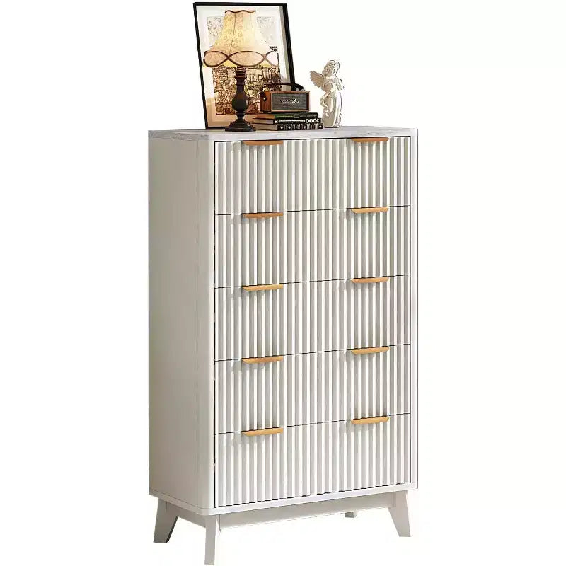 Commode à tiroirs cannelés avec plateau en faux marbre, Grande commode pour chambre à coucher, salon, couloir, entrée