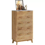 Commode à tiroirs cannelés avec plateau en faux marbre, Grande commode pour chambre à coucher, salon, couloir, entrée