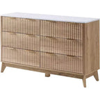 Commode à tiroirs cannelés avec plateau en faux marbre, Grande commode pour chambre à coucher, salon, couloir, entrée