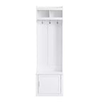 Vestiaire d'entrée fin et minimaliste avec armoire et 6 patères, banc de rangement multifonctionnel avec portemanteau, élégant meuble d'entrée