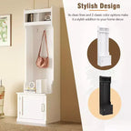 Vestiaire d'entrée fin et minimaliste avec armoire et 6 patères, banc de rangement multifonctionnel avec portemanteau, élégant meuble d'entrée