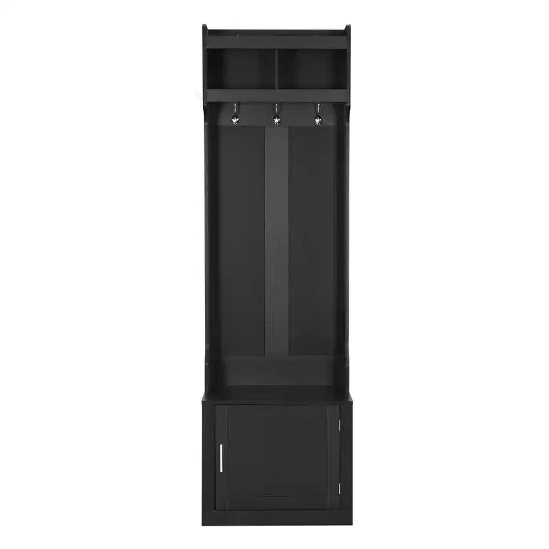 Vestiaire d'entrée fin et minimaliste avec armoire et 6 patères, banc de rangement multifonctionnel avec portemanteau, élégant meuble d'entrée