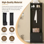 Vestiaire d'entrée fin et minimaliste avec armoire et 6 patères, banc de rangement multifonctionnel avec portemanteau, élégant meuble d'entrée