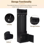 Vestiaire d'entrée fin et minimaliste avec armoire et 6 patères, banc de rangement multifonctionnel avec portemanteau, élégant meuble d'entrée