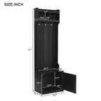 Vestiaire d'entrée fin et minimaliste avec armoire et 6 patères, banc de rangement multifonctionnel avec portemanteau, élégant meuble d'entrée