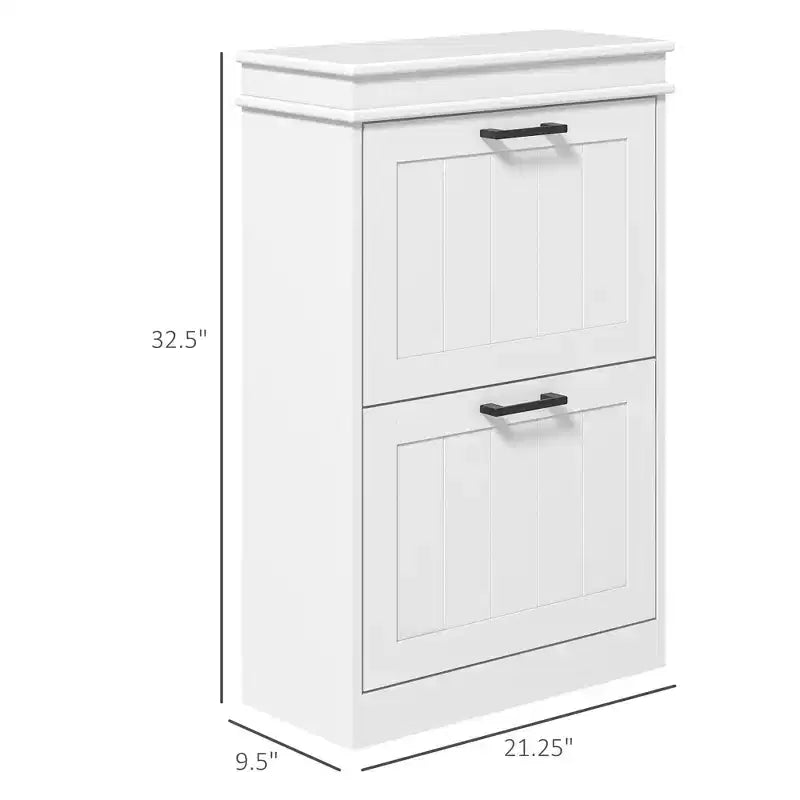 Meuble à chaussures, Rangement à chaussures avec 2 tiroirs basculants et étagères réglables pour 10 paires de chaussures, Organisateur de chaussures pour entrée, couloir