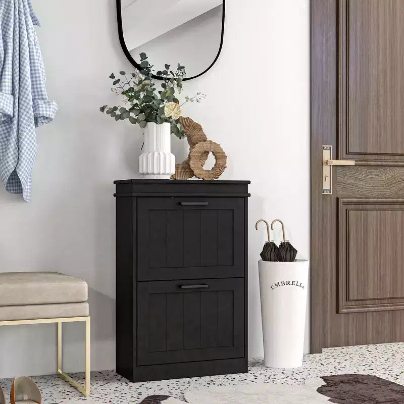 Meuble à chaussures, Rangement à chaussures avec 2 tiroirs basculants et étagères réglables pour 10 paires de chaussures, Organisateur de chaussures pour entrée, couloir