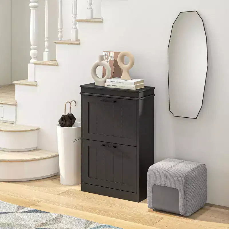 Meuble à chaussures, Rangement à chaussures avec 2 tiroirs basculants et étagères réglables pour 10 paires de chaussures, Organisateur de chaussures pour entrée, couloir