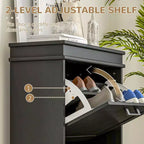 Meuble à chaussures, Rangement à chaussures avec 2 tiroirs basculants et étagères réglables pour 10 paires de chaussures, Organisateur de chaussures pour entrée, couloir
