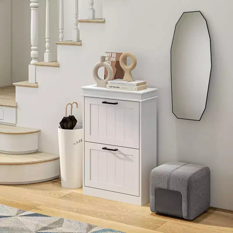 Meuble à chaussures, Rangement à chaussures avec 2 tiroirs basculants et étagères réglables pour 10 paires de chaussures, Organisateur de chaussures pour entrée, couloir