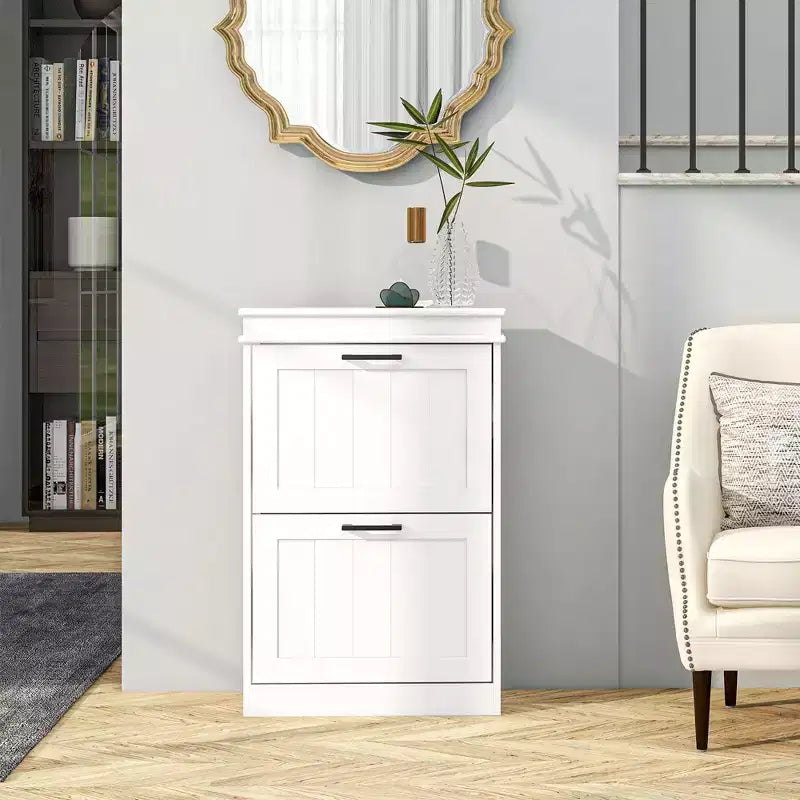 Meuble à chaussures, Rangement à chaussures avec 2 tiroirs basculants et étagères réglables pour 10 paires de chaussures, Organisateur de chaussures pour entrée, couloir