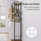 Étagère 3 niveaux pour buanderie au-dessus de la machine à laver Rangement utilitaire au-dessus des toilettes Laveuse-sécheuse Porte-vêtements Hauteur réglable Organisation de salle de bain