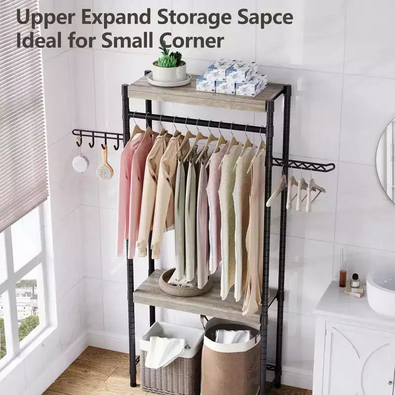Étagère 3 niveaux pour buanderie au-dessus de la machine à laver Rangement utilitaire au-dessus des toilettes Laveuse-sécheuse Porte-vêtements Hauteur réglable Organisation de salle de bain