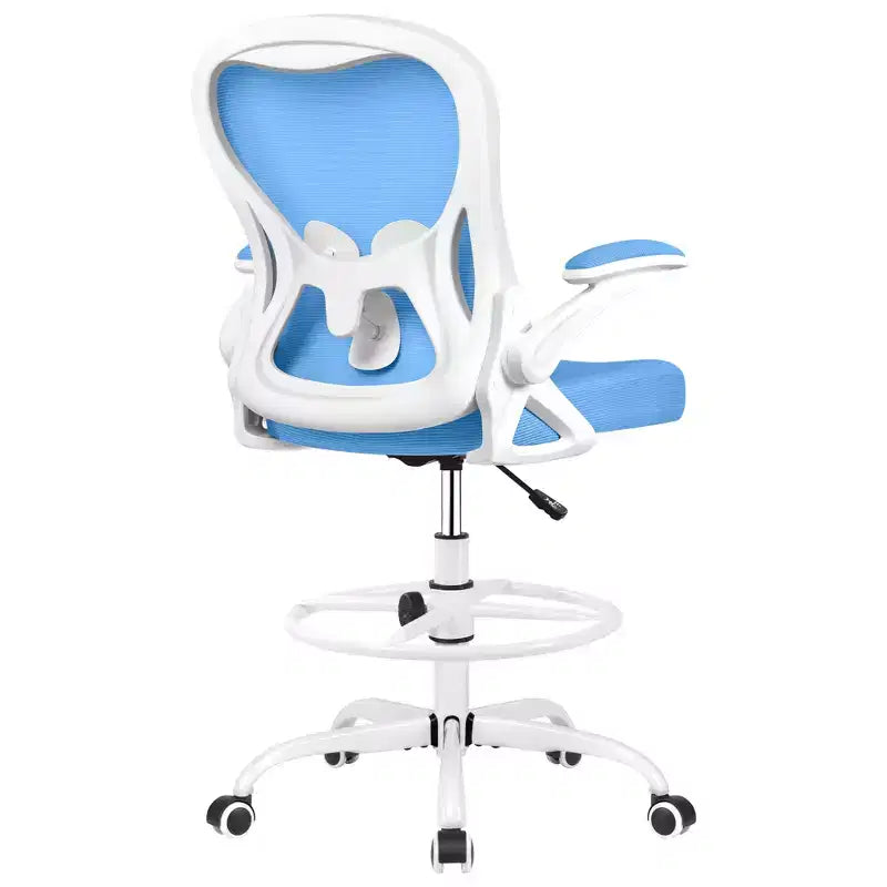 Chaise de bureau haute ergonomique, chaise d'ordinateur avec soutien lombaire, chaise de bureau pivotante à roulettes, bleue
