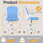 Chaise de bureau haute ergonomique, chaise d'ordinateur avec soutien lombaire, chaise de bureau pivotante à roulettes, bleue