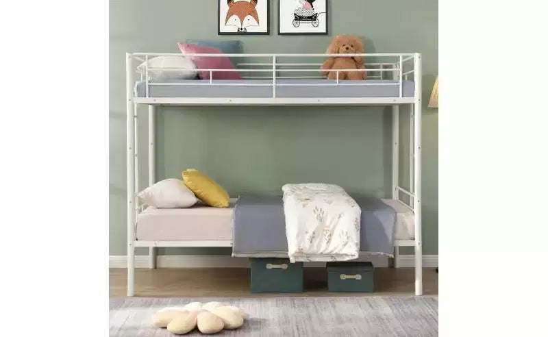 Bellemave Twin Over Twin Bunk Bed with and 2 Side Ladders, and Full Length Guardrail, Convertible Bunk Bed for Kids, Teens, White