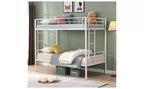 Lit superposé jumeau sur jumeau avec 2 échelles latérales et garde-corps pleine longueur, lit superposé convertible pour enfants et adolescents, blanc