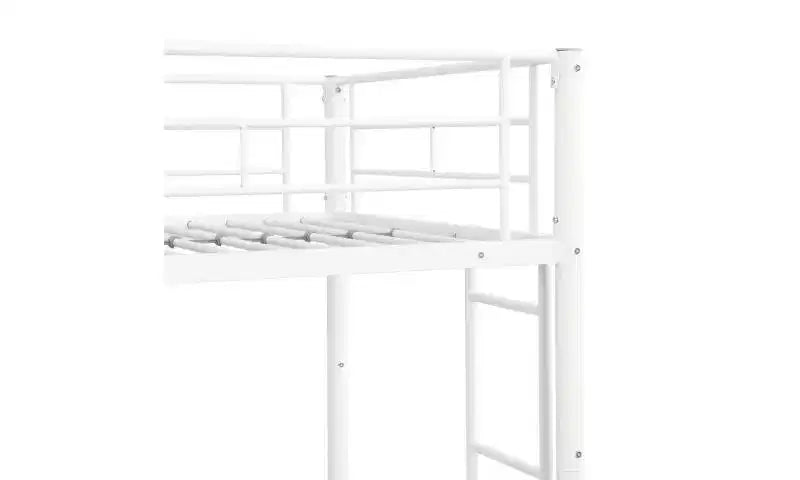 Lit superposé jumeau sur jumeau avec 2 échelles latérales et garde-corps pleine longueur, lit superposé convertible pour enfants et adolescents, blanc